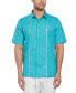 Фото #1 товара Рубашка мужская Cubavera с коротким рукавом, украшенная геометрическим вышивкой, из смесовой ткани, на пуговицах