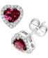 ფოტო #3 პროდუქტის Rhodolite (7/8 ct. t.w.) & Diamond (1/8 ct. t.w.) Heart Stud Earrings in 14k White Gold