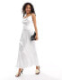 Фото #1 товара Vila satin cowl neck maxi dress in silver white