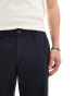 ASOS DESIGN relaxed linen chino trousers in navy