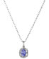 ფოტო #1 პროდუქტის Tanzanite (3/4 ct. t.w.) & Diamond (1/10 ct. t.w.) Halo 18" Pendant Necklace in 14k White Gold