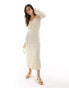 Pretty Lavish asymmetric seam knit midaxi dress in cream