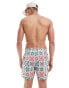 Hollister 5inch tile print swim shorts in off white