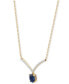 Macy's sapphire (1 ct. t.w.) & Diamond (1/10 ct. t.w.) Chevron 17" Collar Necklace in 10k Gold