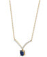 Фото #3 товара Macy's sapphire (1 ct. t.w.) & Diamond (1/10 ct. t.w.) Chevron 17" Collar Necklace in 10k Gold