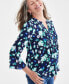 Women's Printed Pintuck Ruffle Sleeve Top, Regular & Petite, Created for Macy's