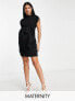 Фото #1 товара Closet London Maternity belted tie waist mini dress in black