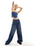 Dr Denim Willow handkerchief denim tube top in pebble mid stonewash