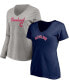 Фото #2 товара Women's Navy, Heathered Gray Cleveland Indians Team V-Neck T-shirt Combo Set