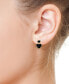 ფოტო #2 პროდუქტის EFFY® Onyx & Diamond (1/5 ct. t.w.) Double Heart Halo Drop Earrings in 14k Gold