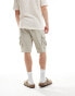 Brave Soul towelling co-ord cargo shorts in stone Серый, M - W32-34 - фото #2