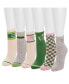 Фото #4 товара Носки женские Muk Luks, Пиклбол, розово-зеленые, набор из 6 пар, утренние.