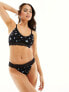 New Look ditsy floral ribbed seamless bra with lace trim in black