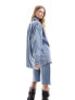 Фото #5 товара Monki oversize denim shirt in blue mottled wash