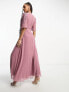 Hope & Ivy plunge front embellished maxi dress in mauve