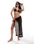 Фото #1 товара Miss Selfridge beach crochet tie side maxi sarong in black