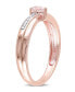 Morganite (1/4 ct.t.w) and Diamond (1/20 ct. t.w.) Heart Ring in 18k Rose Gold Over Silver