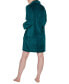 ფოტო #2 პროდუქტის Women's Solid Long-Sleeve Short Zip Fleece Robe