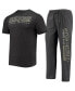 Фото #2 товара Men's Heathered Charcoal, Black Wake Forest Demon Deacons Meter T-shirt and Pants Sleep Set