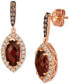 ფოტო #1 პროდუქტის Pomegranate Garnet (2-7/8 ct. t.w.) & Diamond (1/2 ct. t.w.) Halo Drop Earrings in 14k Rose Gold