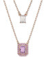 Фото #1 товара Swarovski rose Gold-Tone Millenia Purple Crystal Pendant Two Row Necklace, 15-7/8" + 2" extender