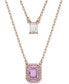 ფოტო #1 პროდუქტის Rose Gold-Tone Millenia Purple Crystal Pendant Two Row Necklace, 15-7/8" + 2" extender