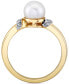 Cultured Freshwater Pearl (7mm) & Diamond Accent Ring in 14k Gold