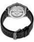 ფოტო #3 პროდუქტის Men's Automatic 5 Sports Black Leather Strap Watch 43mm