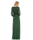 Фото #2 товара Women's Sequined Wrap Over Puff Sleeve Gown