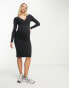 Vero Moda Maternity nursing midi dress with long sleeves in black