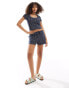 ASOS DESIGN textured short co-ord in navy ditsy print