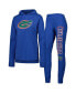 Women's Royal Distressed Florida Gators Long Sleeve Hoodie T-shirt and Pants Sleep Set