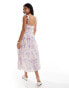 Фото #2 товара ASOS DESIGN maxi tiered floral occasion dress with frill detail in lilac and white floral