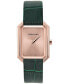 ფოტო #1 პროდუქტის Salvatore Women's Swiss Green Leather Strap Watch 27x34mm