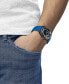 ფოტო #5 პროდუქტის Men's Swiss Automatic Sideral S Blue Perforated Rubber Strap Watch 41mm