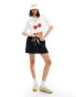 Miss Selfridge graphic cherry print cropped t shirt in white