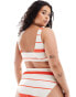 Фото #2 товара ASOS DESIGN Curve Mia mix & match crop bikini top in tomato stripe