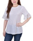 ფოტო #1 პროდუქტის Petite Short Bell Sleeve Slubbed Top