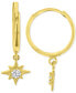 ფოტო #1 პროდუქტის Cubic Zirconia Star Dangle Hoop Drop Earrings in 14K Gold