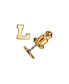 ფოტო #12 პროდუქტის 14K Gold-Dipped Initial Button Earrings