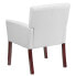 Фото #2 товара White Leather Executive Side Reception Chair With Mahogany Legs
