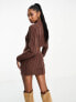 Фото #3 товара Aria Cove cable knit mini skirt co-ord in brown