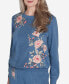 Casual Fridays Women's Cozy Floral Embroidered Long Sleeve Top