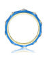 Фото #3 товара RA Young Adults/Teens 14k Yellow Gold Plated Blue Bamboo White Evil Eye Enamel Slim Stacking Band Ring