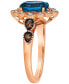 ფოტო #3 პროდუქტის Deep Sea Blue Topaz (1-3/4 ct. t.w.) & Diamond (3/8 ct. t.w.) Halo Ring in 14k Rose Gold