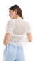 Miss Selfridge Puff Sleeve Tie Front Top in Lace