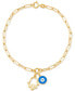 ფოტო #1 პროდუქტის Hamsa Hand & Glass Evil Eye Charm Bracelet in 10k Gold