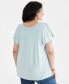 Plus Size Gathered Scoop-Neck Flutter-Sleeve Top, Created for Macy's