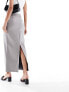 River Island tailored faux leather midaxi skirt in light grey