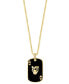 ფოტო #2 პროდუქტის EFFY® Men's Emerald Accent, & Diamond (1/6 ct. t.w.) Black Enamel Panther Playing Card 22" Pendant Necklace in 14k Gold